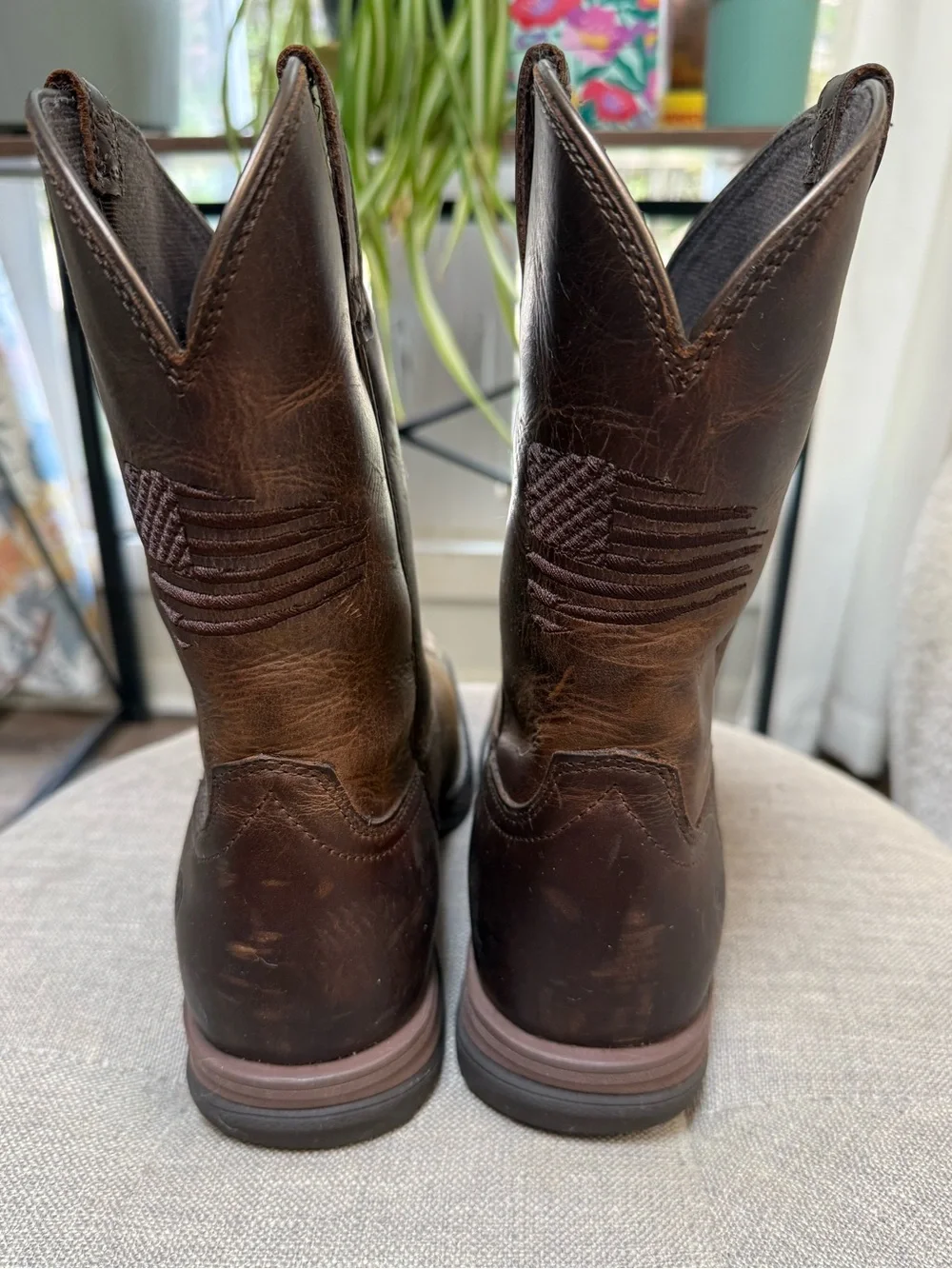ARIAT Anthem Patriot Waterproof Western Boot 6US 37.5EU Youth Distressed Brown